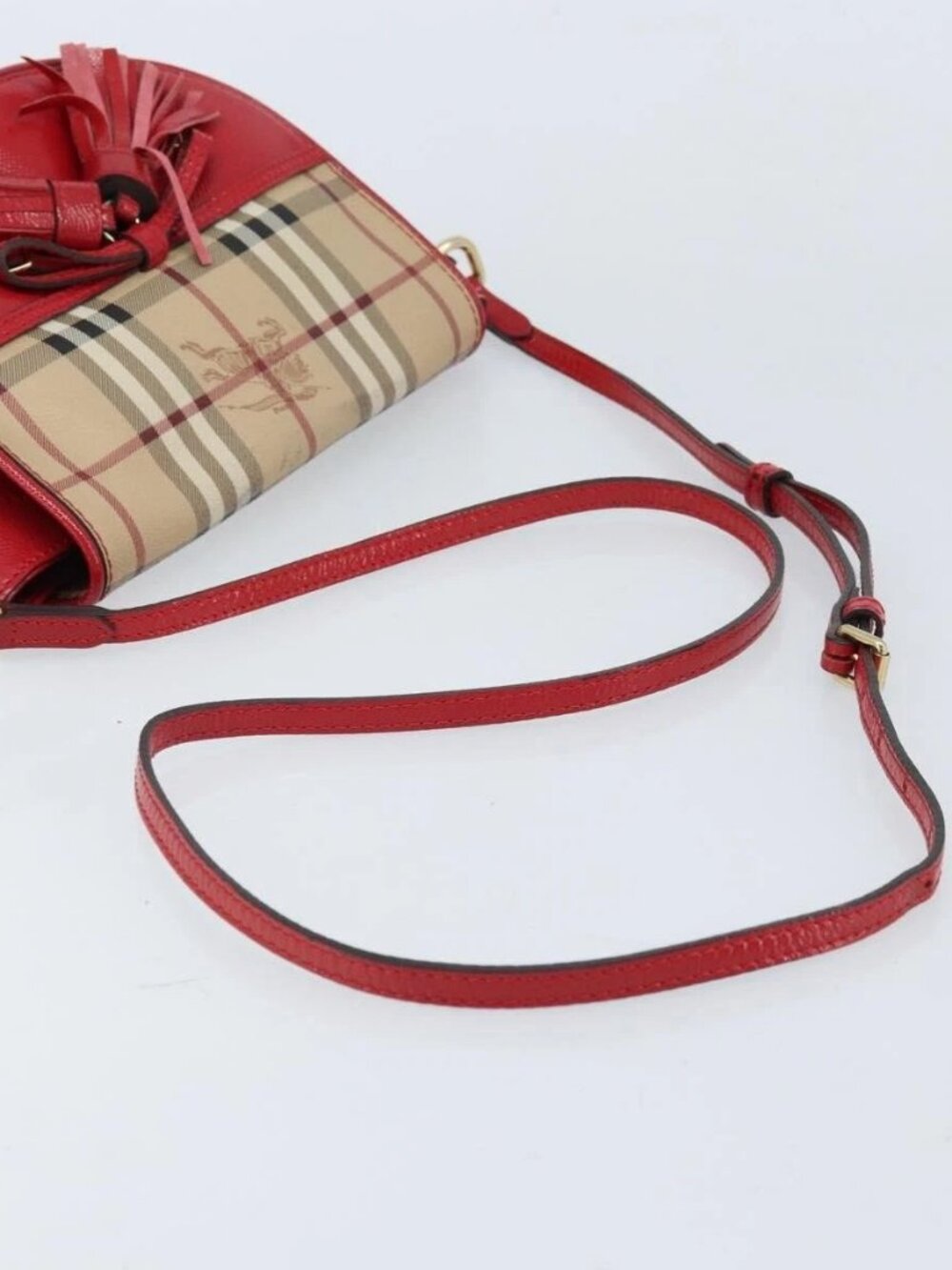 BURBERRY Nova Check Shoulder Bag PVC Beige Gold Auth 172792 - Picture 7 of 15